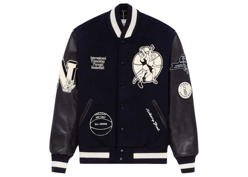 Aime Leon Dore x New Balance Varsity Jacket Navy Men's - SS22 - US Aime Leon Dore x New Balance Varsity Jacket Navy Men's - SS22 - US