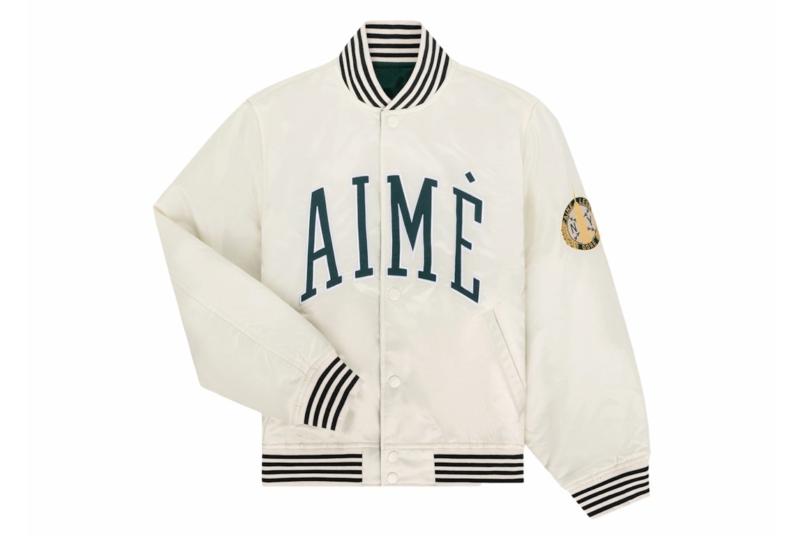 Pre-owned Aimé Leon Dore Aime Leon Dore Reversible Varsity Jacket Cream/green