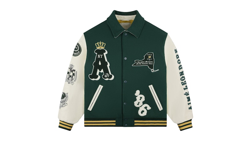 Aimé Leon Dore CHESS CLUB VARSITY JACKET Aime Leon Dore Triboro Chess Club Varsity Jacket Green/Cream Men's