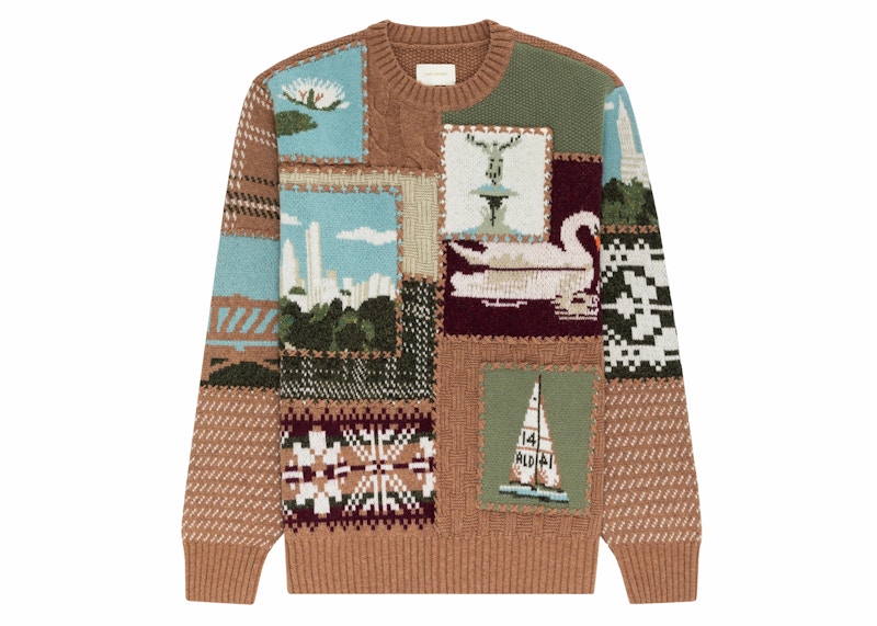 Patchwork on sale crewneck sweater