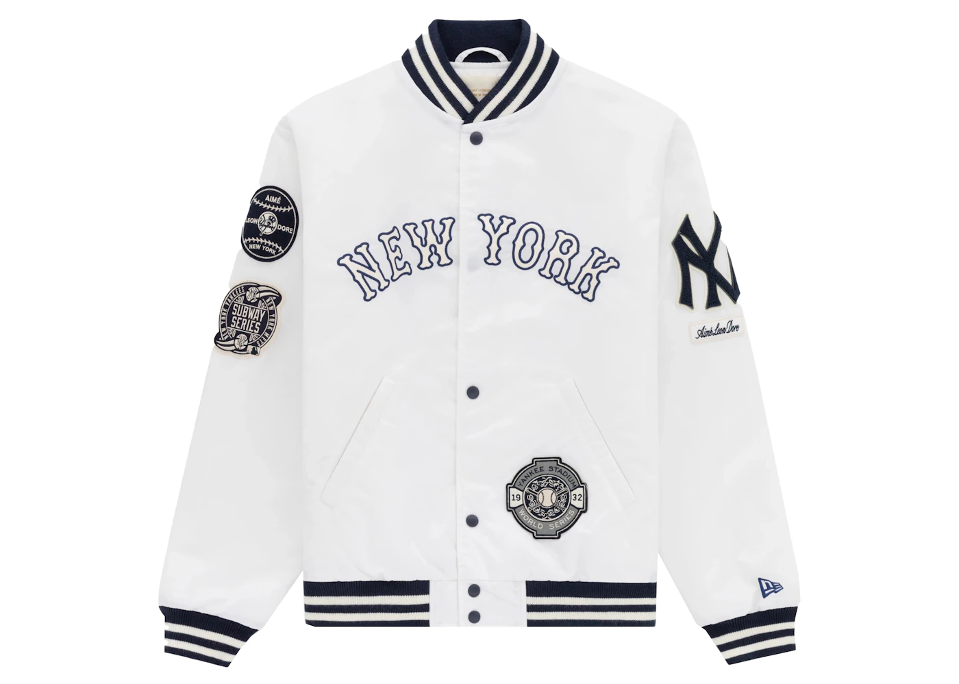 Aime Leon Dore Yankees Satin Stadium Jacket Cream Men's - FW22 - US