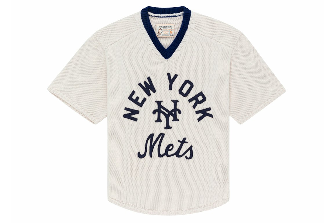 Pre-owned Aimé Leon Dore Aime Leon Dore X New York Mets Short-sleeve Knit Sweater Cream