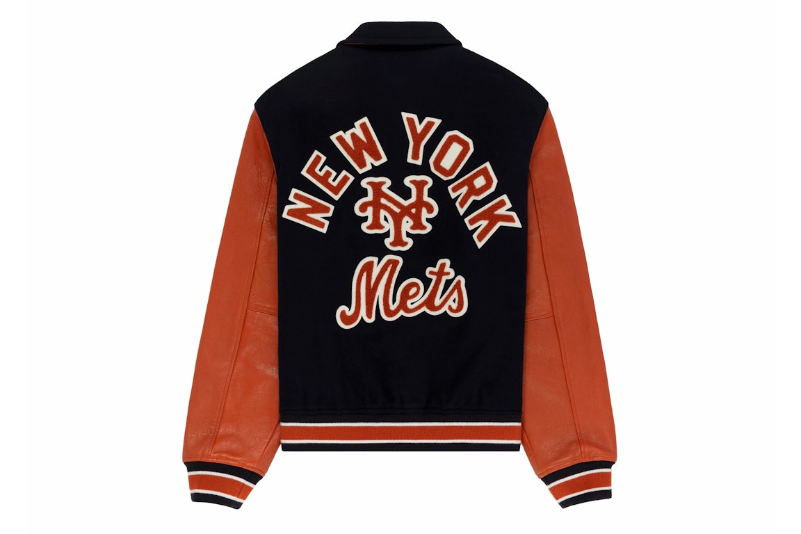 Pre-owned Aimé Leon Dore Aime Leon Dore X New York Mets Varsity Jacket Navy/orange