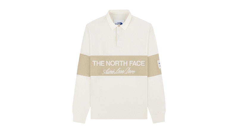 Pre-owned Aimé Leon Dore Men's Aime Leon Dore X The North Face Script Logo Rugby In Cream In White