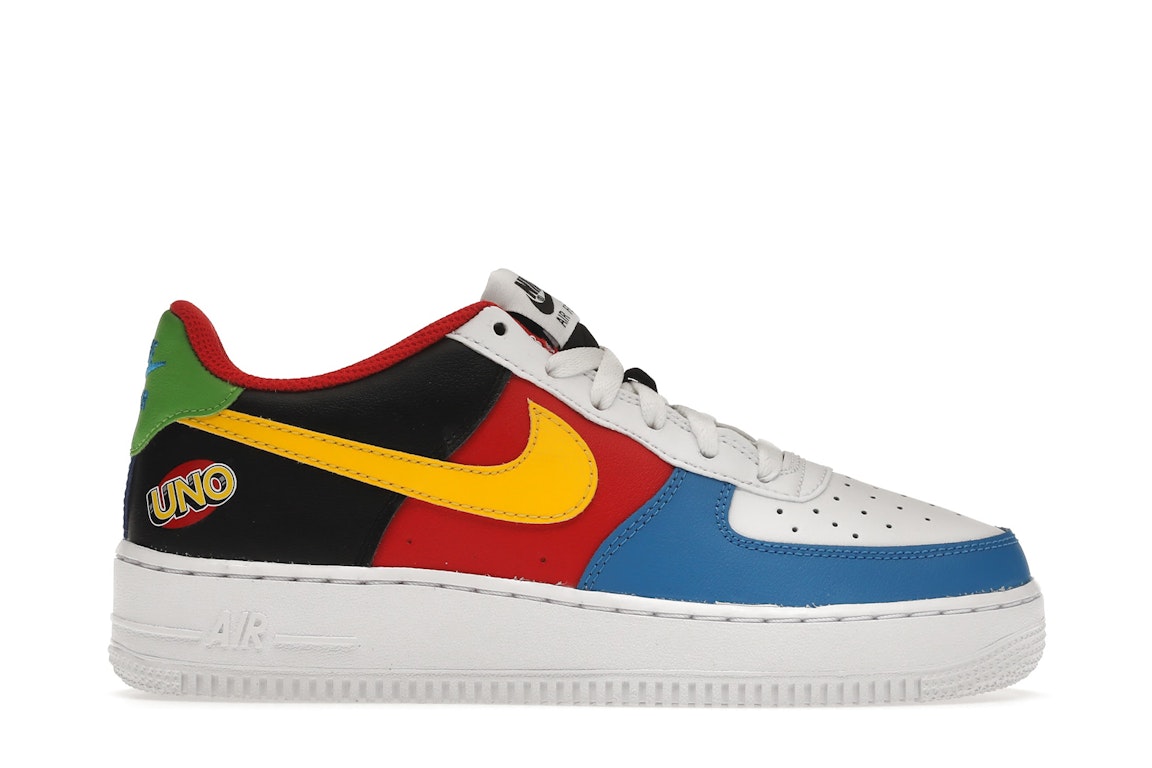 Pre-owned Nike Air Force 1 Low '07 Qs Uno (gs) In White/university Gold-university Red-game Royal
