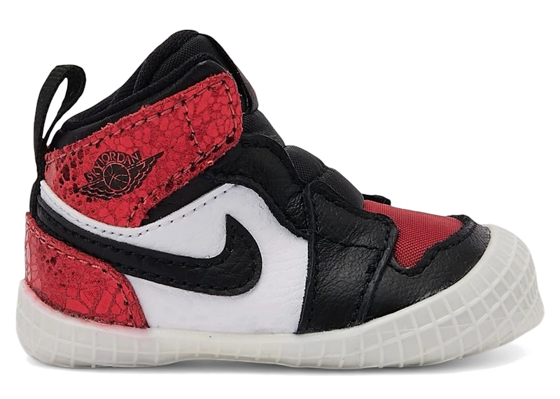 Pre-owned Jordan 1 Crib Bootie Ruby Sneakers In Varsity Red/black/white