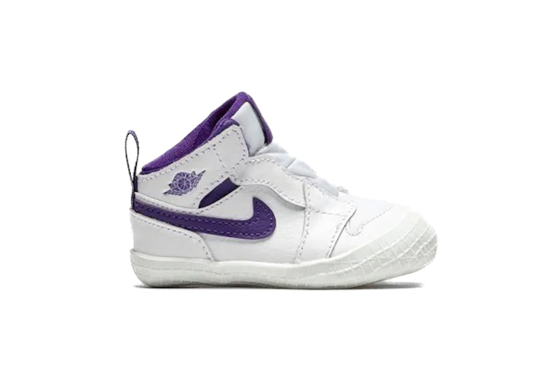 Pre-owned Jordan Babies'  1 Crib Bootie White Court Purple (i) In White/court Purple