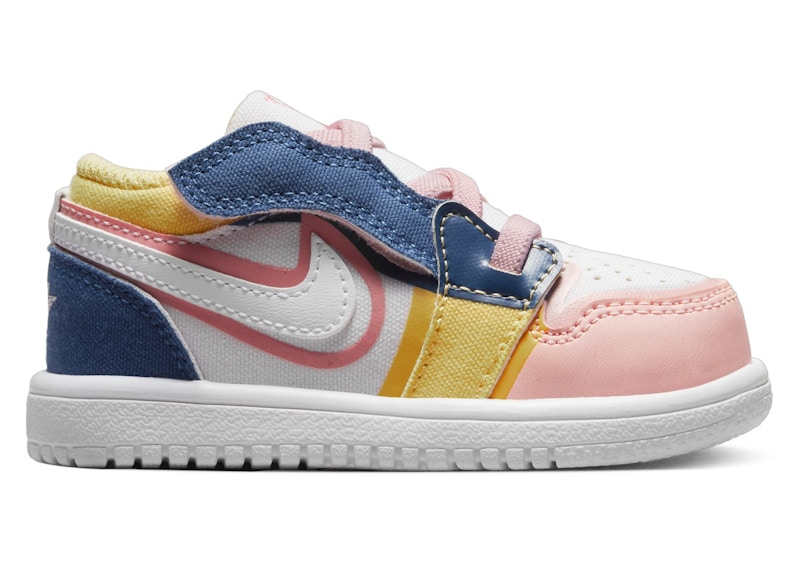 Pre-owned Jordan 1 Low Alt Se Coral Chalk Sneakers In White/french Blue/topaz Gold