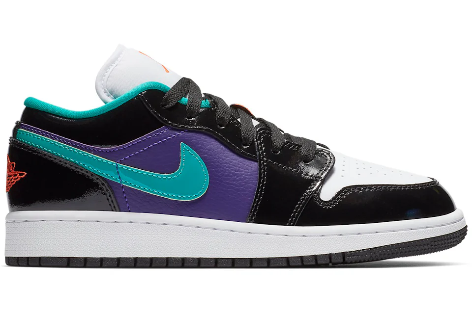 Jordan 1 Low Black Court Purple Turbo Green (GS)