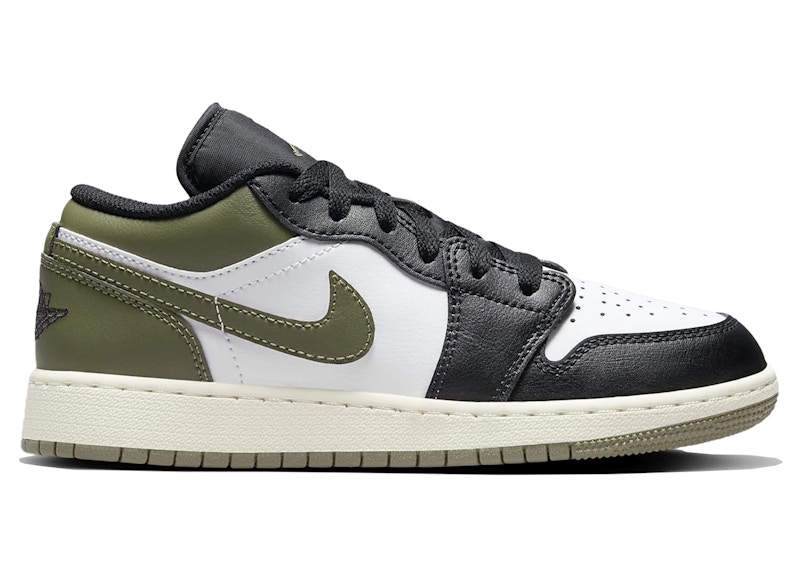 Jordan 1 Low Black Toe Medium Olive GS 553560 092 US