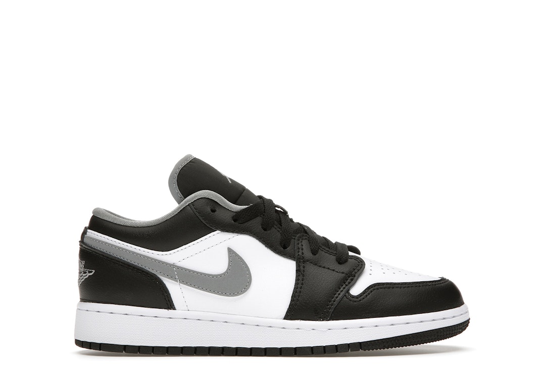 Pre-owned Jordan 1 Low Black White Grey (gs) In Black/particle Grey-white