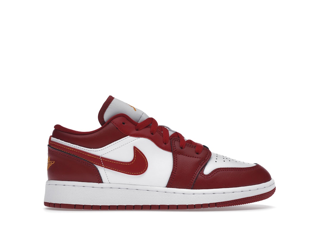 Pre-owned Jordan 1 Low Cardinal Red (gs) In Noble Red/white-noble Red-university Gold