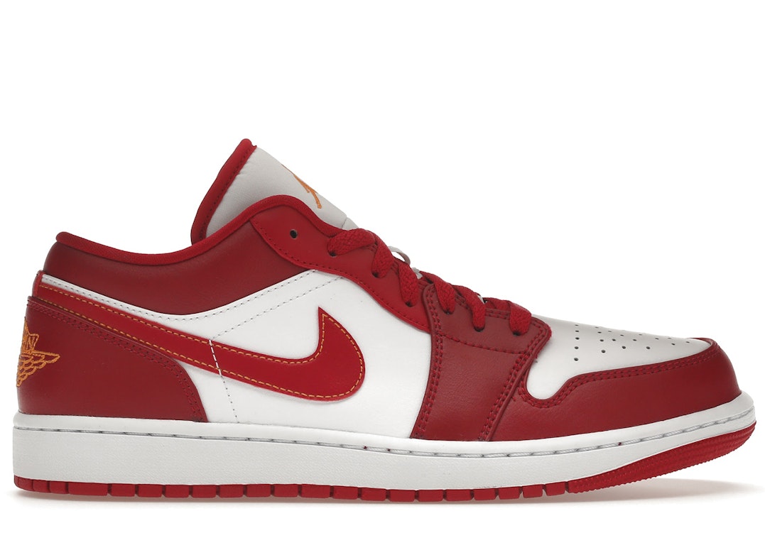 Pre-owned Jordan 1 Low Cardinal Red In Cardinal Red/white/light Curry