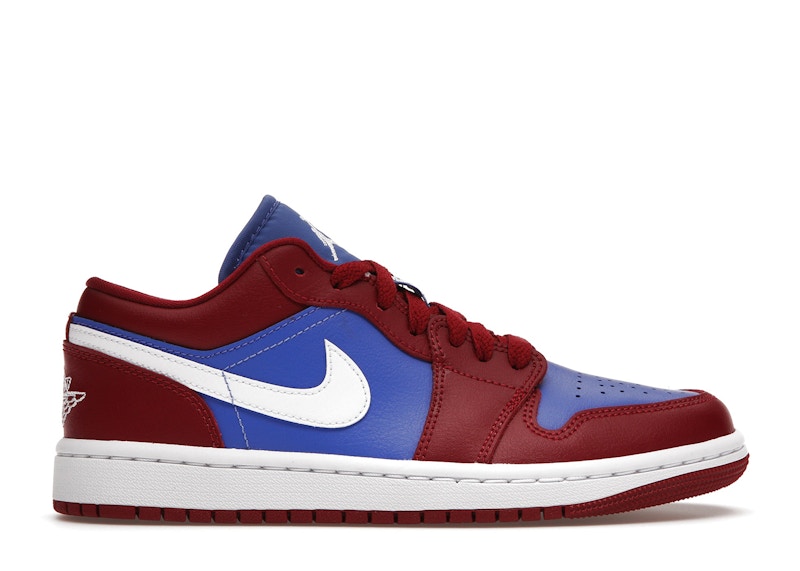 blue red and white jordan 1 low