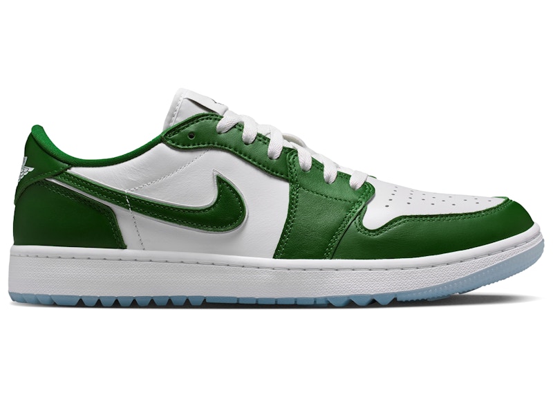 Men's Jordan 1 Low Golf Sneakers in Forest Green/White