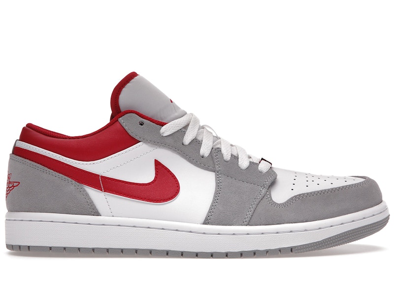 grey jordan 1 with red