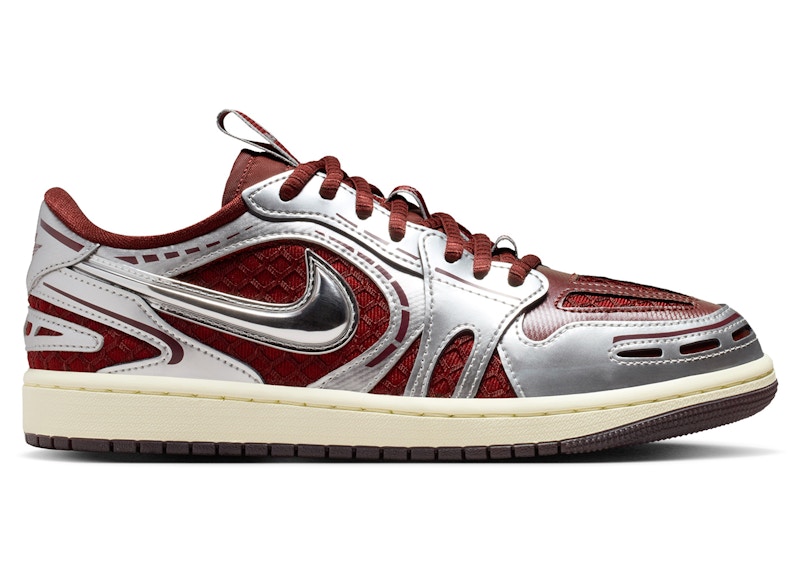 Pre-owned Jordan 1 Low Method Of Make V3 (women's) Sneakers In Dark Team Red/metallic Silver/coconut Milk