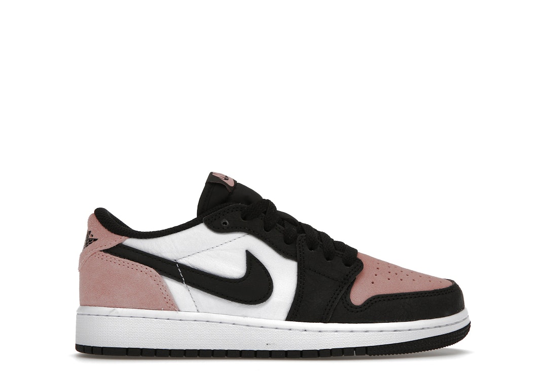 Pre-owned Jordan 1 Low Og Bleached Coral (gs) In Black/bleached Coral-white-grey Fog