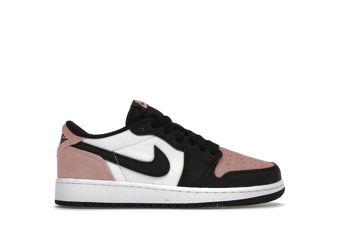 Pre-owned Jordan 1 Low Og Bleached Coral (gs) In Black/bleached Coral-white-grey Fog