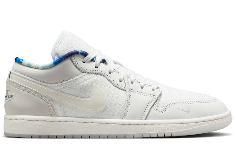 Men's Jordan 1 Low SE Sail Sneakers in Summit White