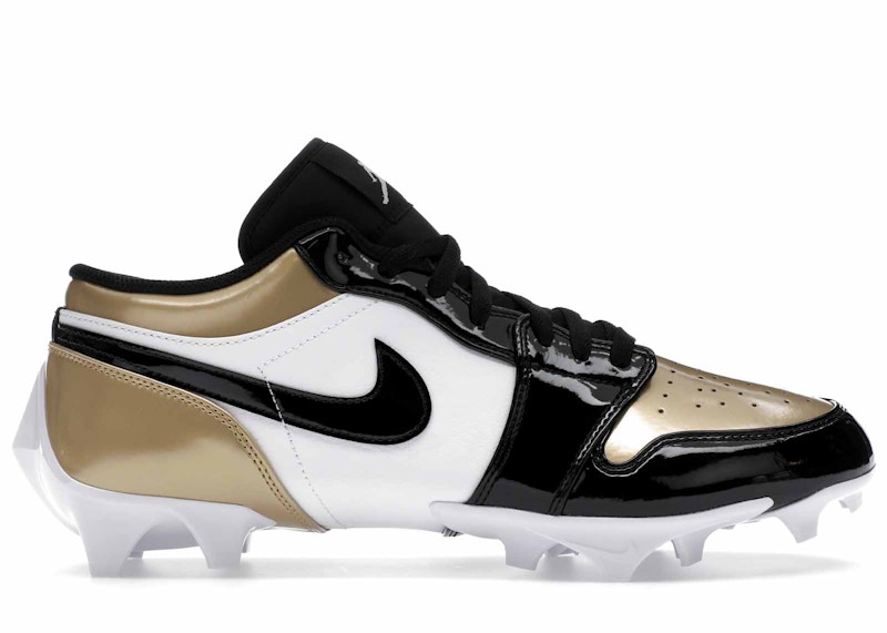 Pre-owned Jordan Men's  1 Low Td Cleat Patent Gold Toe Sneakers In Metallic Gold/white/black