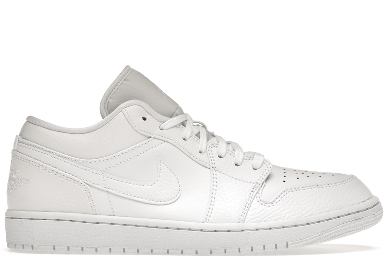 Jordan 1 Low Triple White Tumbled Leather Men's - 553558-130 - US