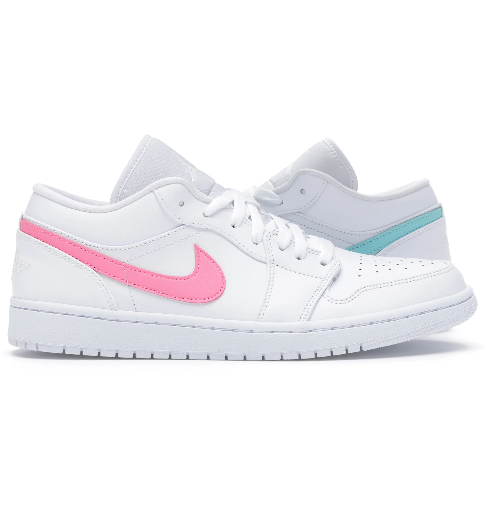 Nike air jordan 1 low white light aqua multicolor swoosh Clearance