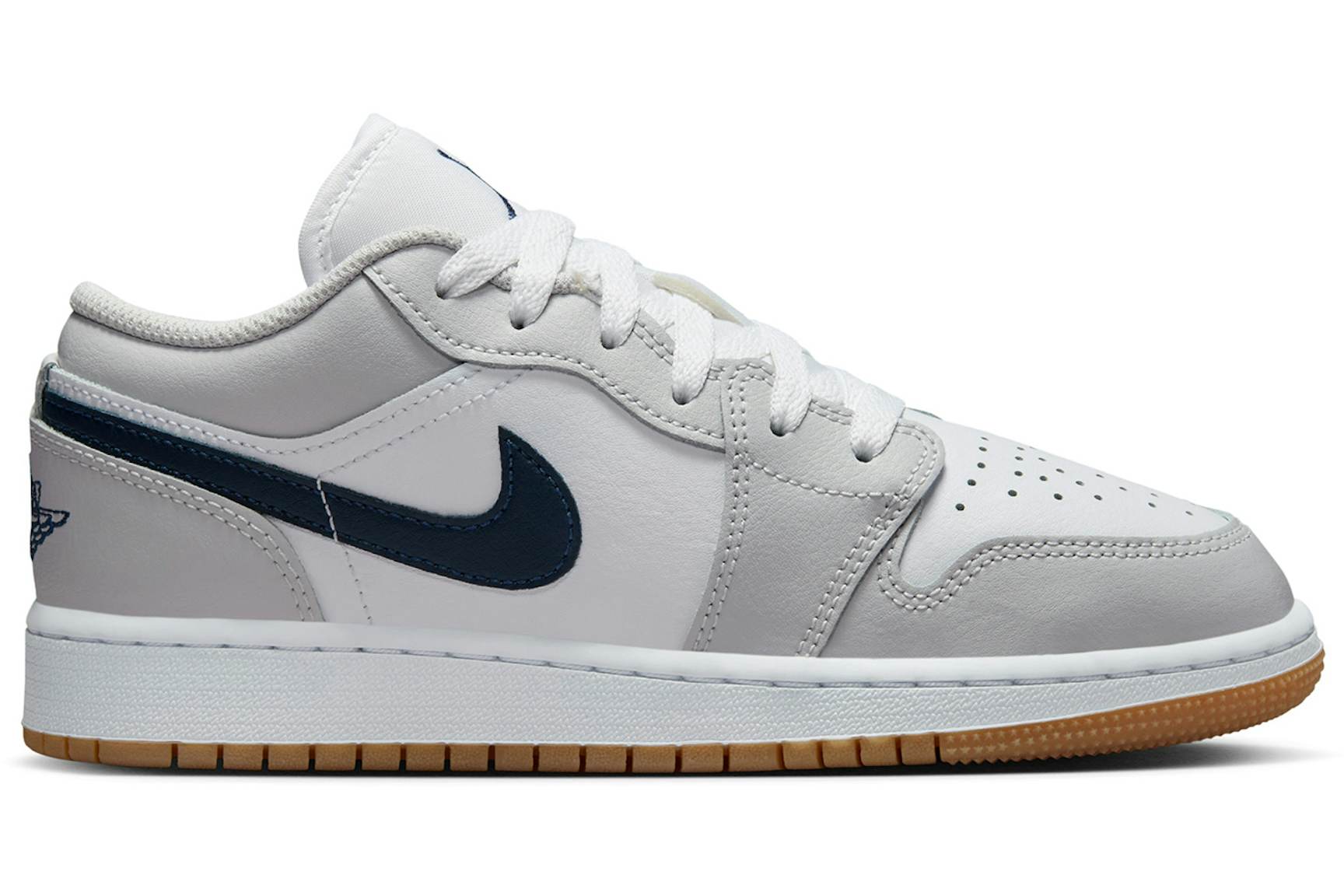 Jordan 1 Low White Neutral Grey Gum Midnight Navy (GS) - 553560-146 - US