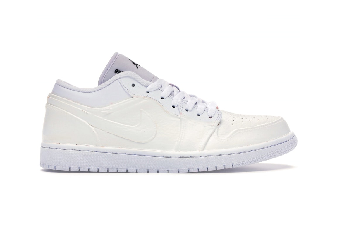 Pre-owned Jordan 1 Low White To Purple (jumpmanla Exclusive) In White/black-vintage Lichen