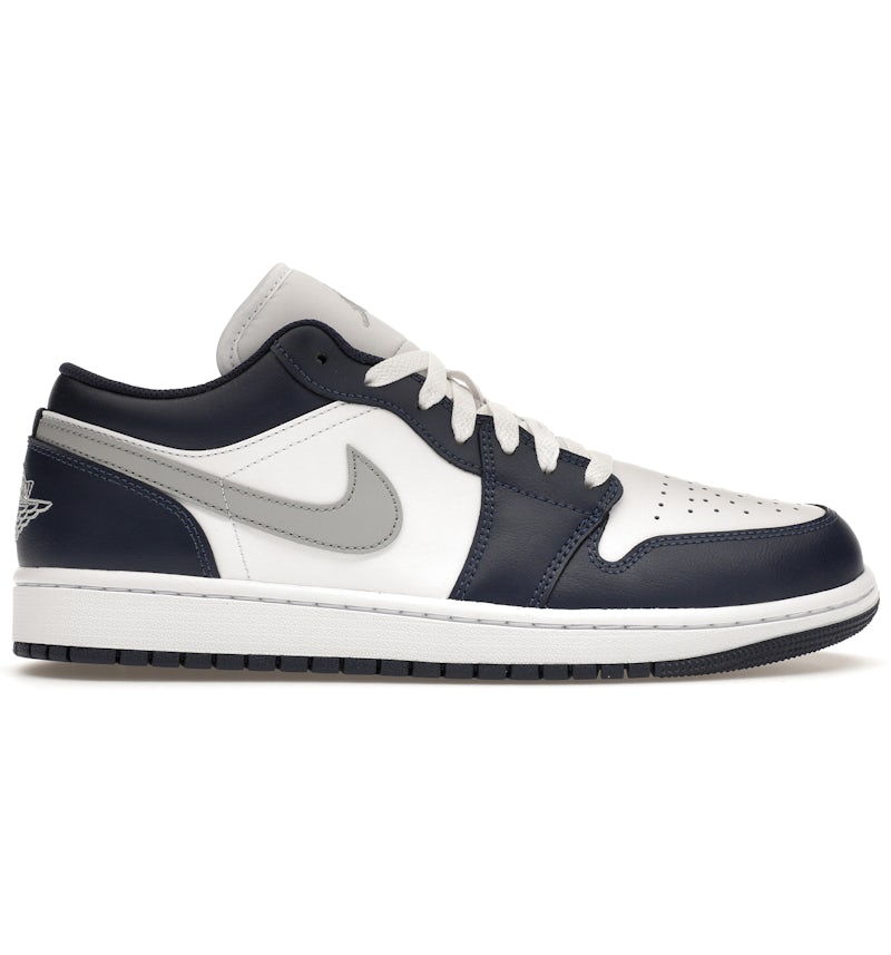 Jordan 1 Low Wolf Grey Midnight Navy Men's - 553558-141 - US