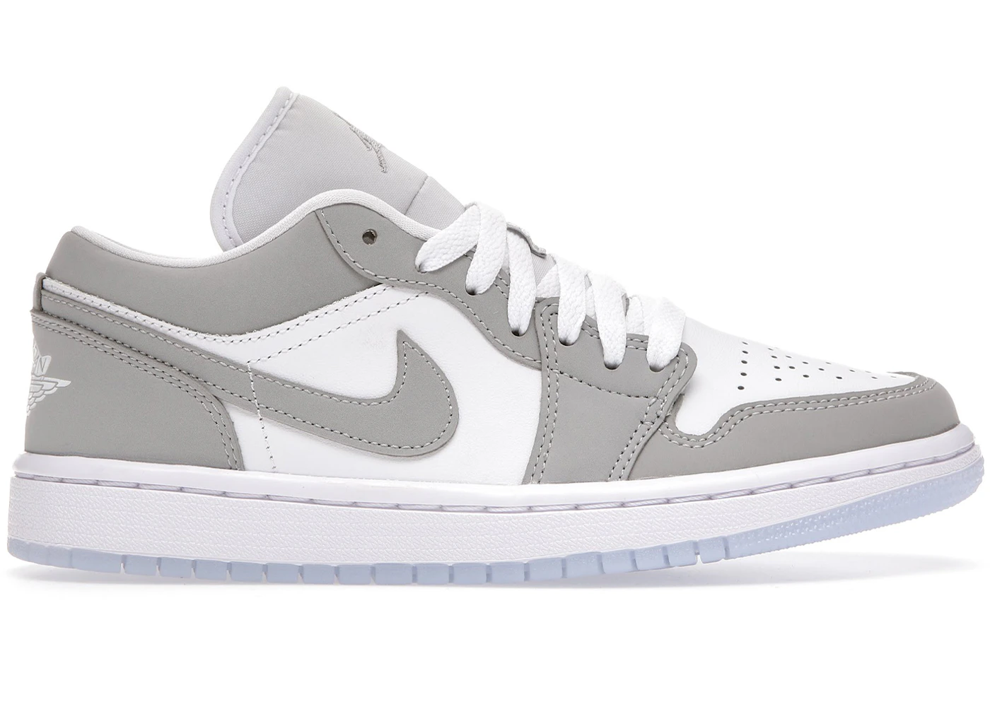 Jordan 1 à tige basse coloris gris loup (femme)