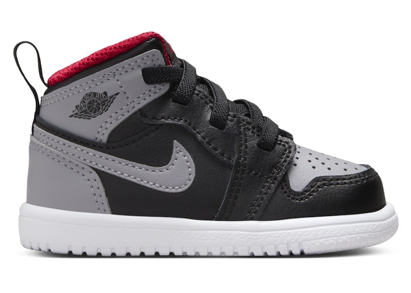 Pre-owned Jordan 1 Mid Alt Cement Grey Sneakers In Black/fire Red/white