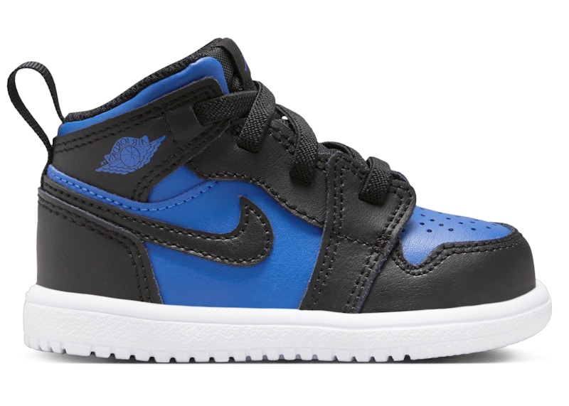 Pre-owned Jordan 1 Mid Alt Royal Blue Sneakers In Black/white
