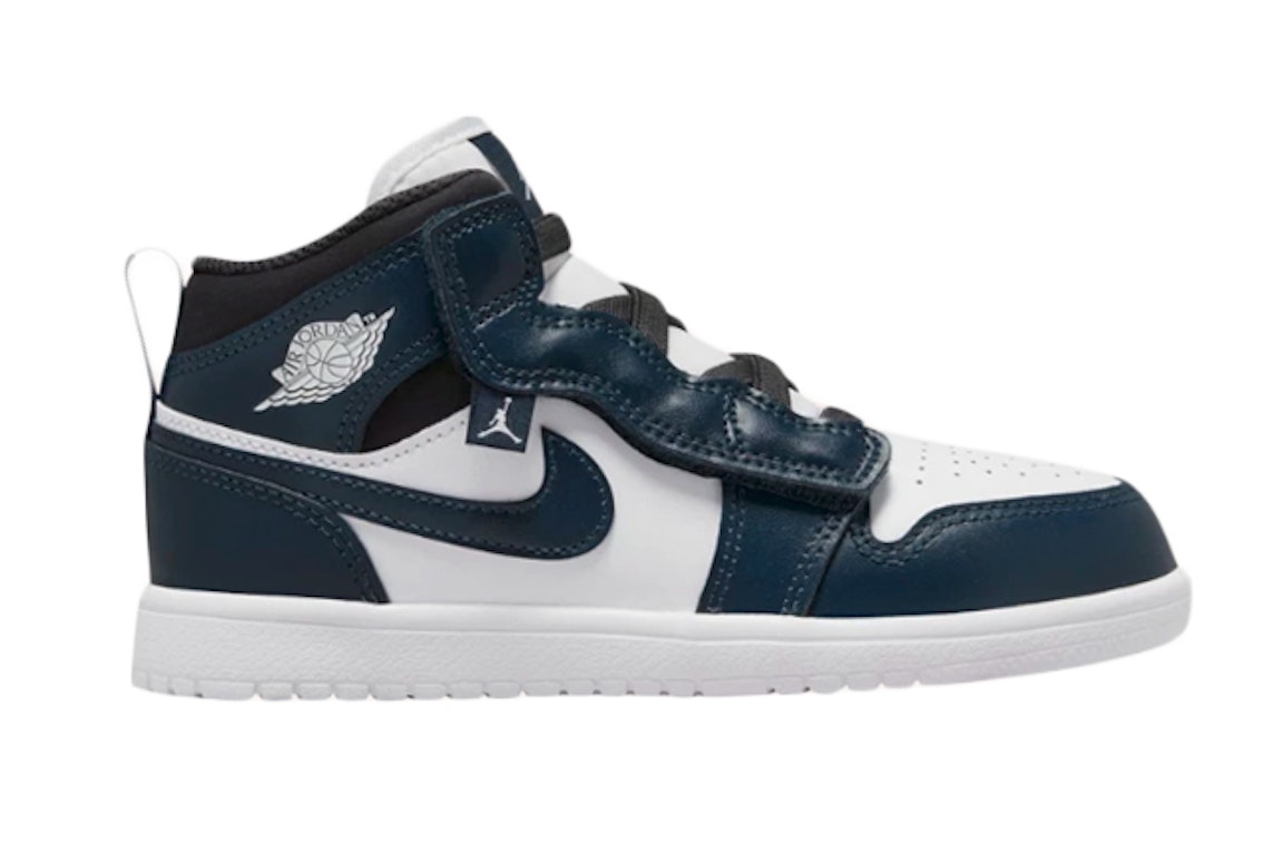 Pre-owned Jordan 1 Mid Alt White Armory Navy (ps) In Armory Navy/white-black