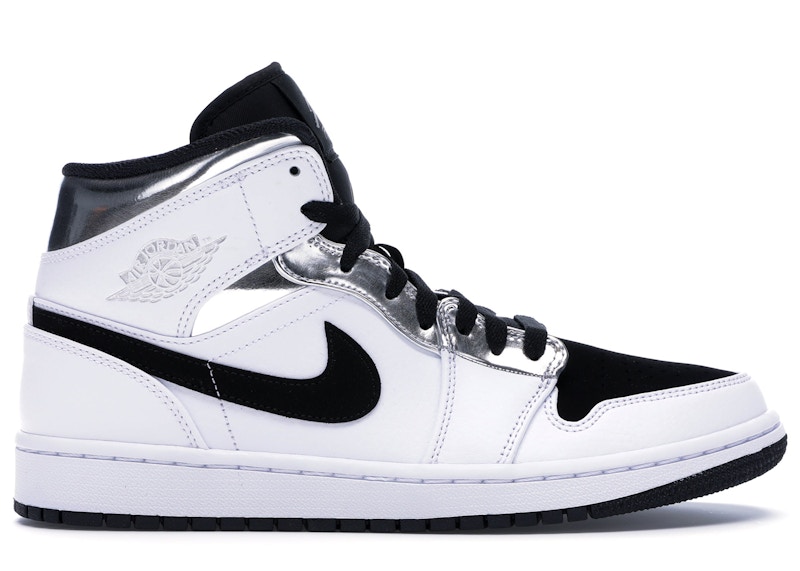 air jordan 1 mid silver and black