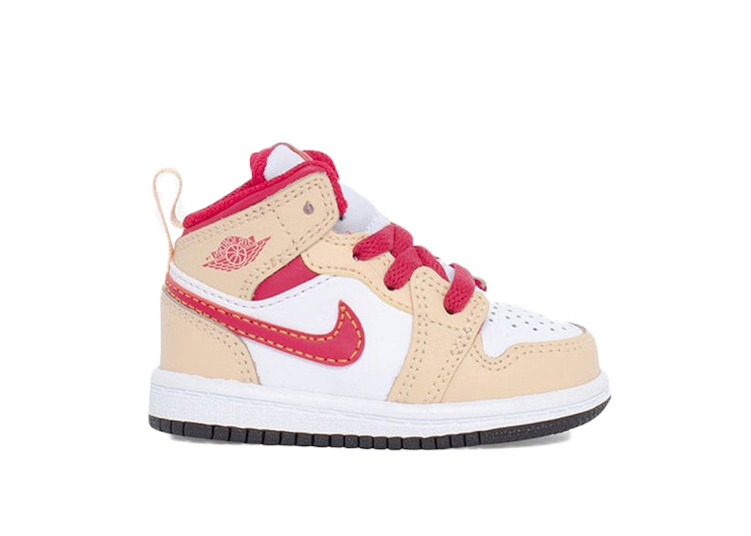 Pre-owned Jordan 1 Mid Light Curry Cardinal (td) In White Onyx/white/cardinal Red