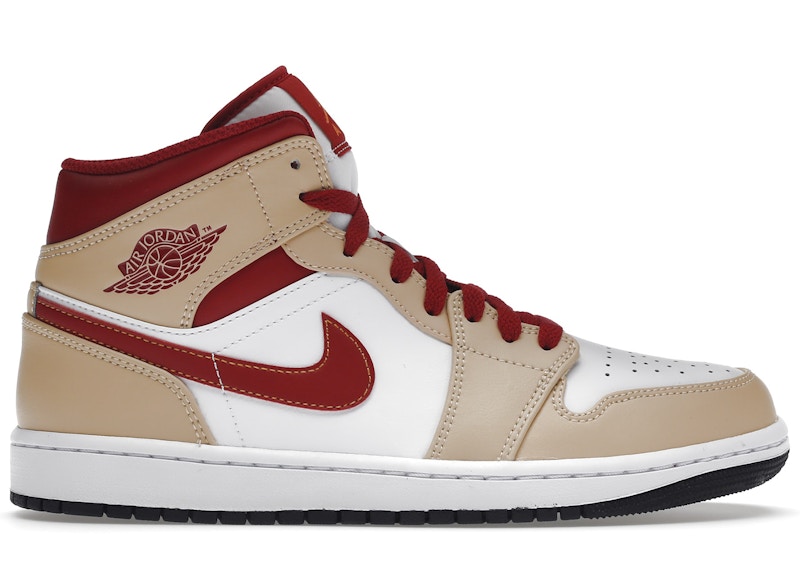 Jordan 1 Mid Light Curry Cardinal Men's - 554724-201 - US