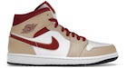 Jordan 1 Mid en marrón curry claro y rojo cardenal