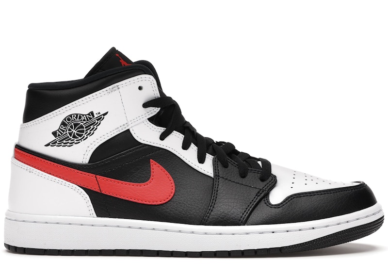 Jordan 1 Mid Black Chile Red White - 554724-075