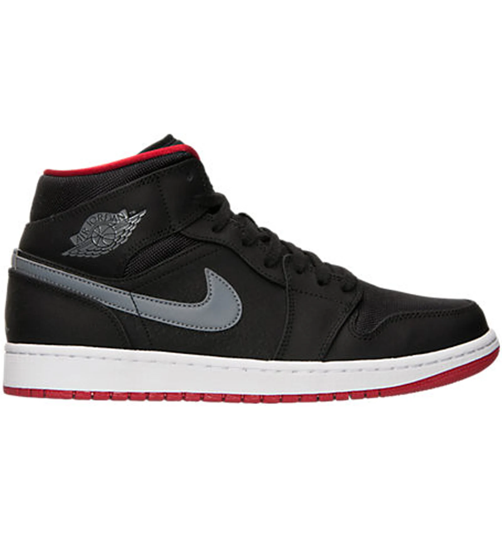 Air jordan 1 mid black particle grey gym red best sale