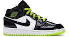 Jordan 1 Mid Negro Cyber Mystic Verde (para escolares)