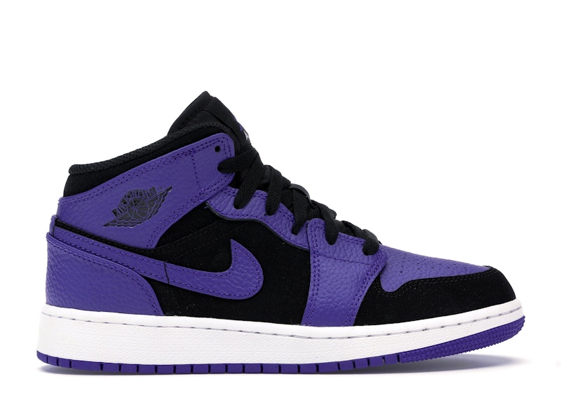 Jordan 1 Mid Black Dark Concord (GS) Kids' - 554725-051 - US