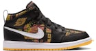 Jordan 1 Mid Negro Laser Anaranjado Bright Melon (para preescolares)