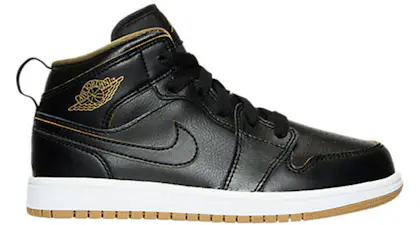 Sky Jordan 1 Mid Black Metallic Gold White Td