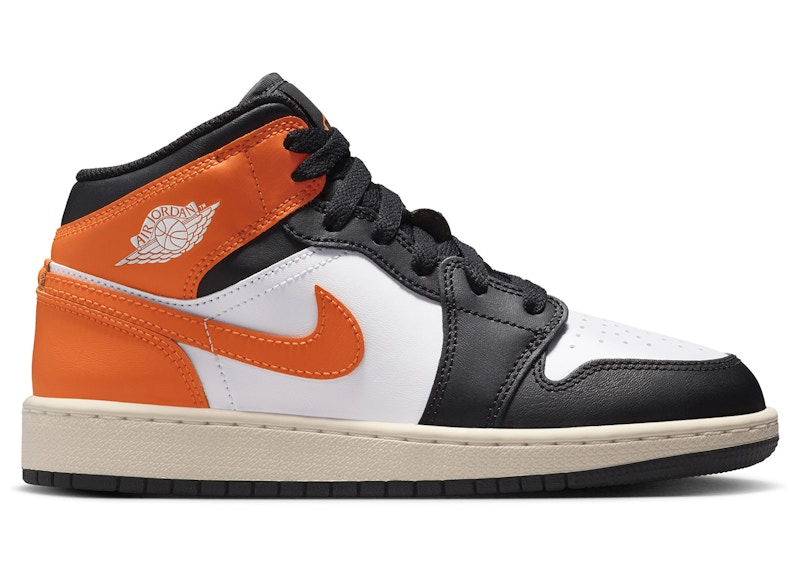Pre-owned Jordan 1 Mid Black Toe Sneakers In Starfish/white/sail In Multi