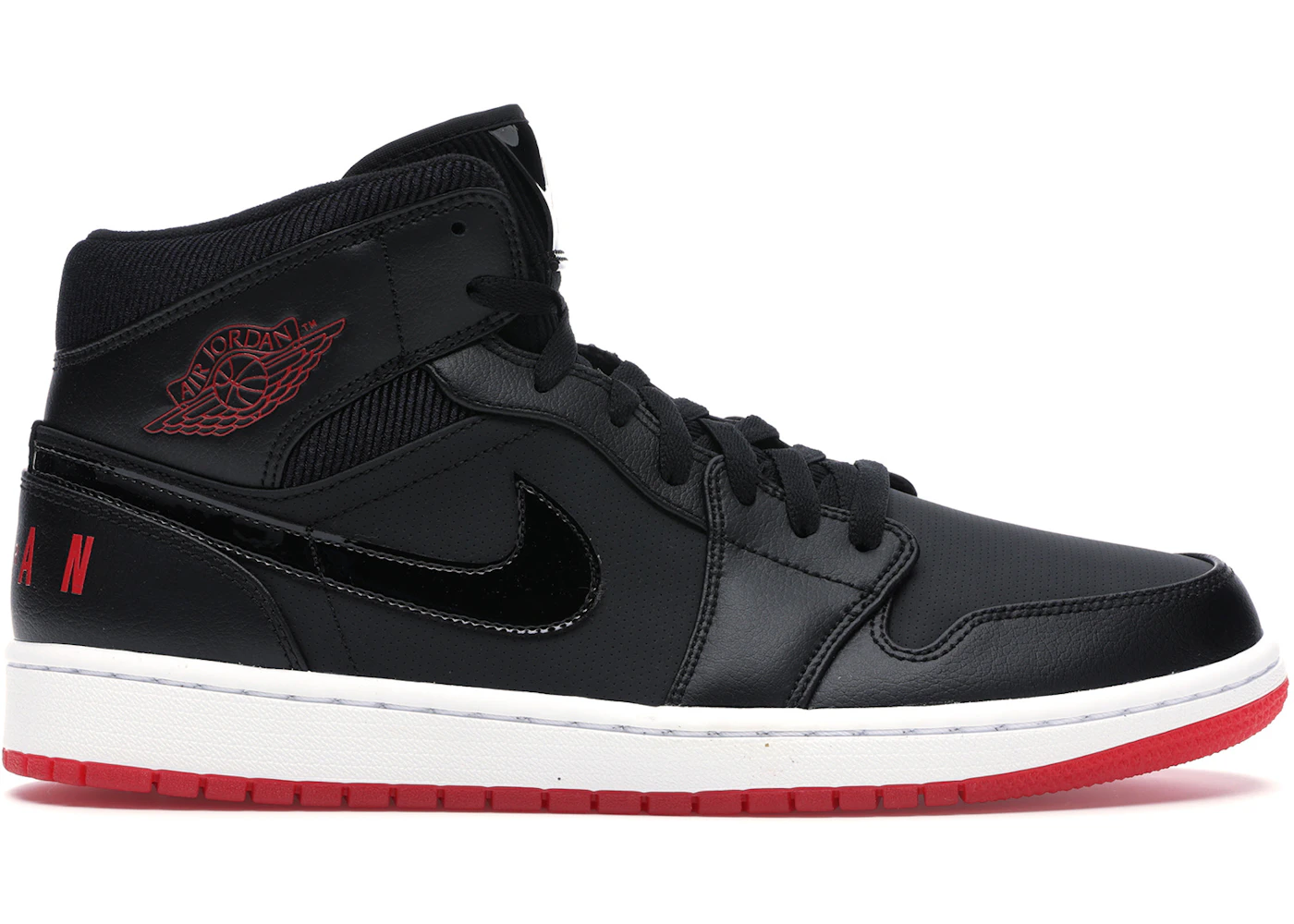 Jordan 1 Mid Black University Red Men's - BQ6578-001 - US