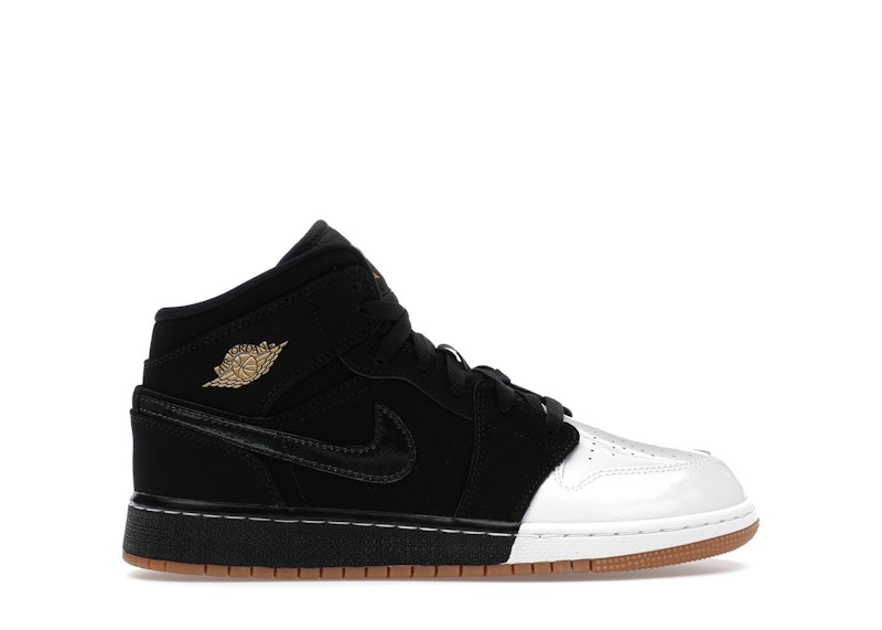 Pre-owned Jordan 1 Mid Gold Sneakers In Black/metallic Gold/white