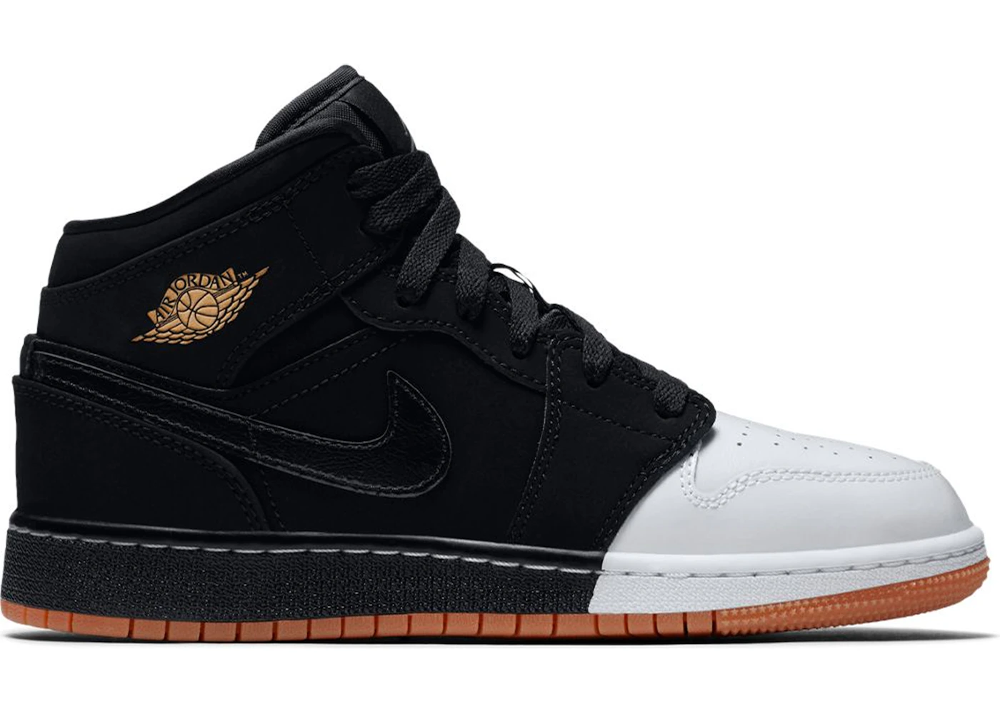 Air jordan 1 black white gold best sale