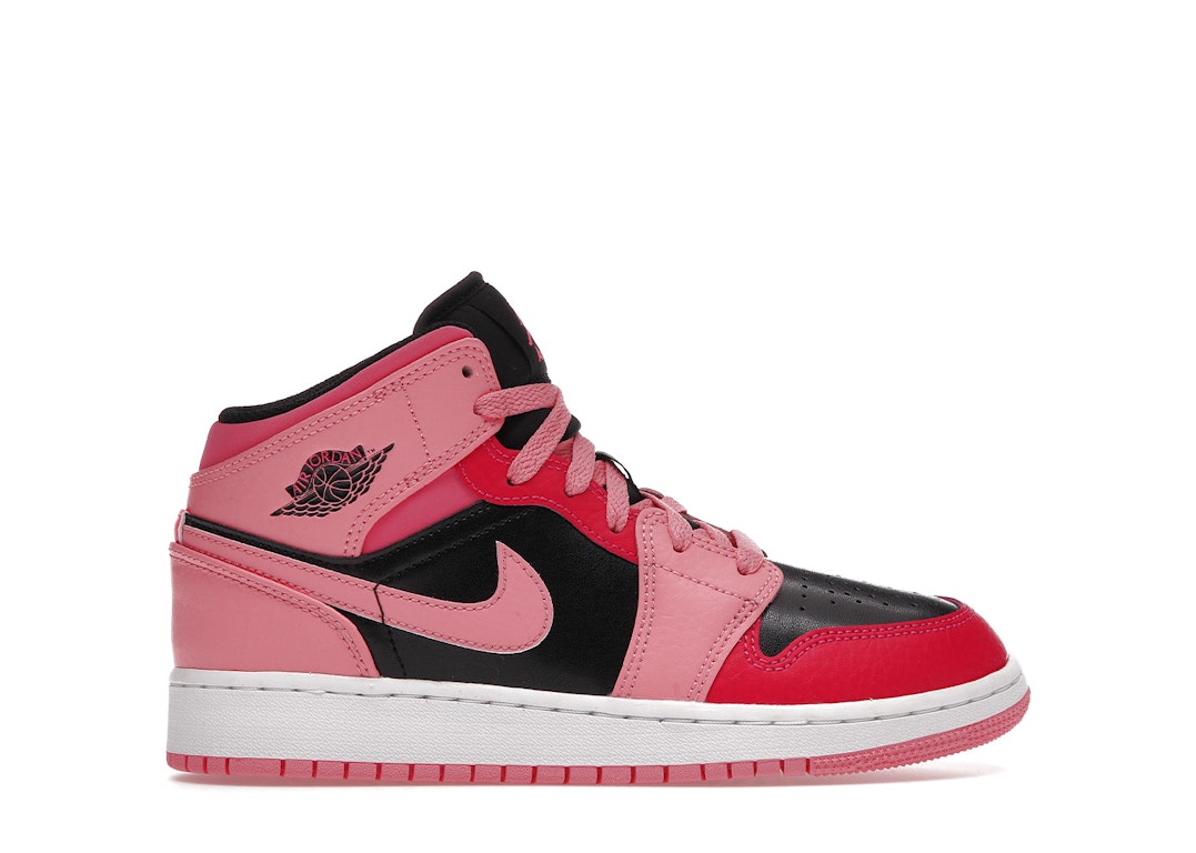 Pre-owned Jordan 1 Mid Coral Chalk (gs) In Coral Chalk/rush Pink/black