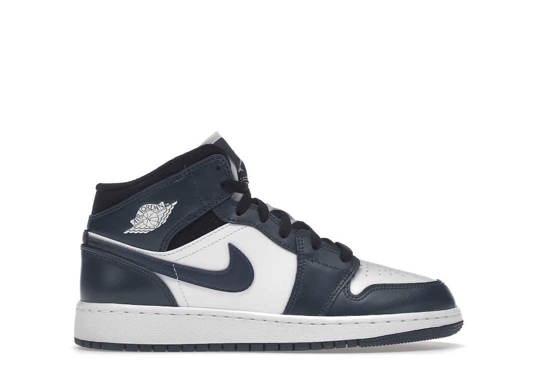 Pre-owned Jordan 1 Mid Armory Navy (gs) In Armory Navy/white-black